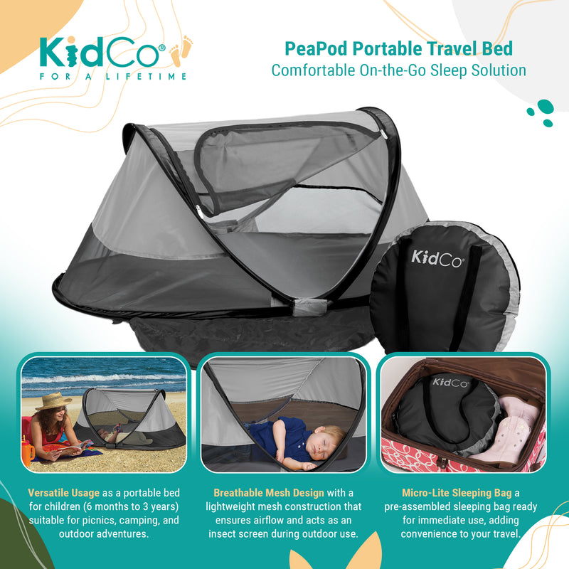 KidCo PeaPod Portable Pop Up Infant Toddler Baby Travel Bed, Midnight (Used)