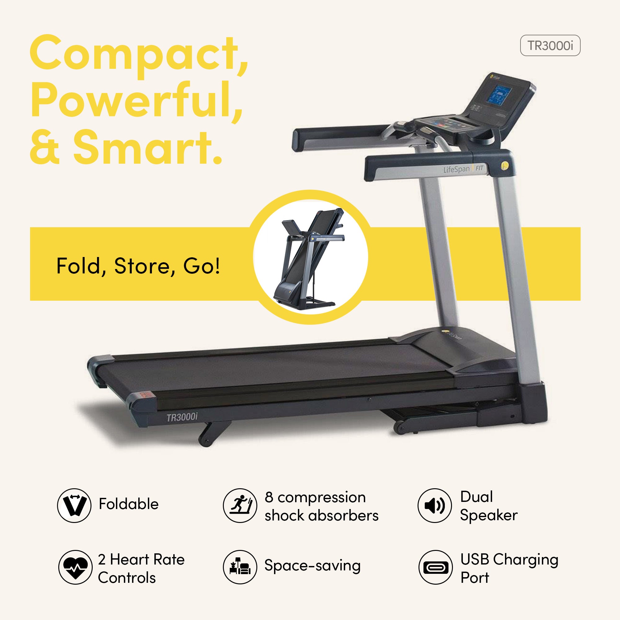 Lifespan Fitness Quiet EZfold Bluetooth Shock Absorbing Sensor Treadmill (Used) - VMInnovations