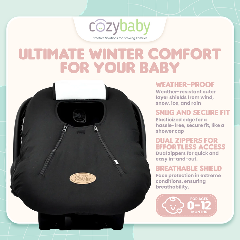 CozyBaby Original Infant Seat Cover w/ Dual Zippers & Elastic Edge (Open Box)