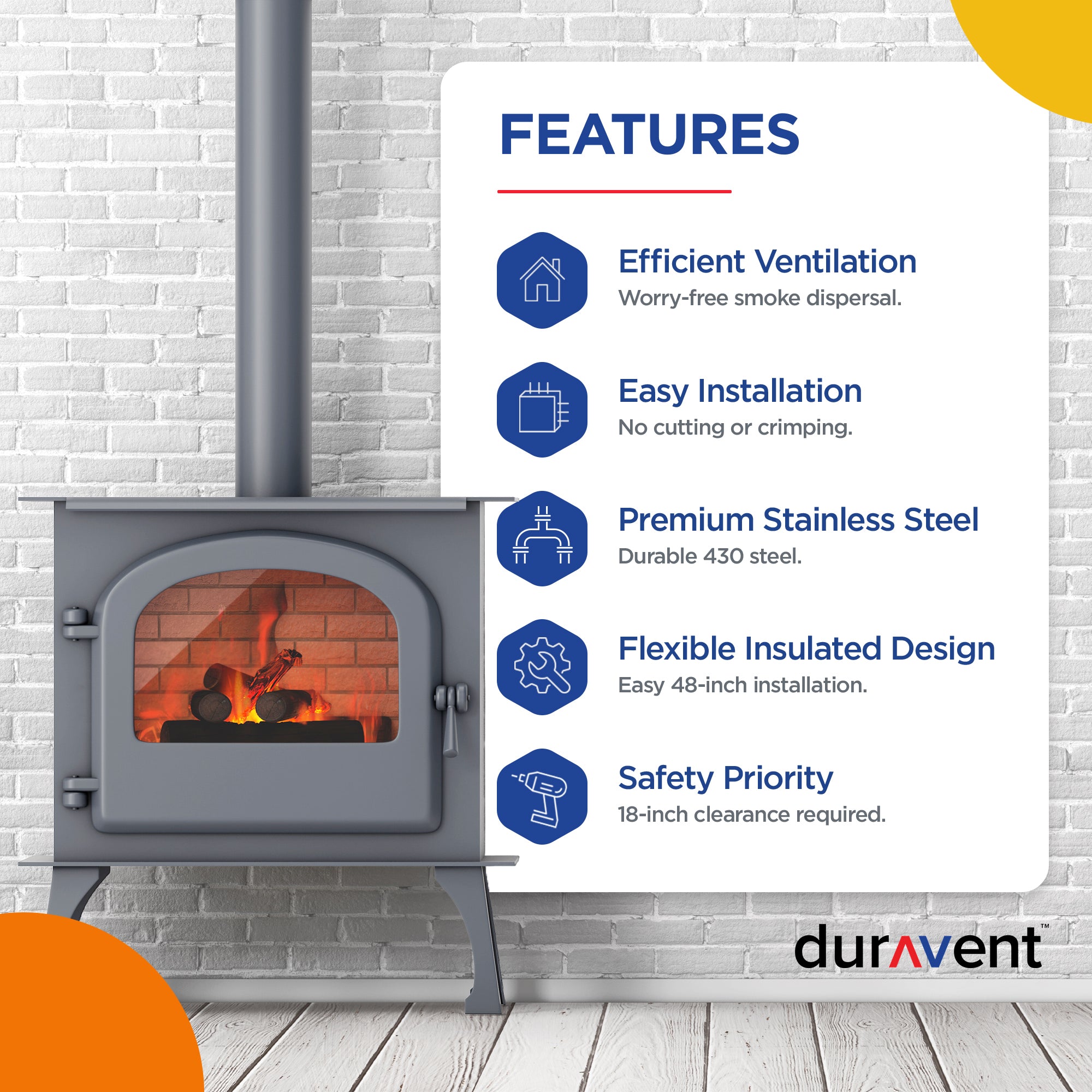 DuraVent 8DBK-48SS DuraBlack Stainless Steel Single Wall Stove Pipe (Used) - VMInnovations