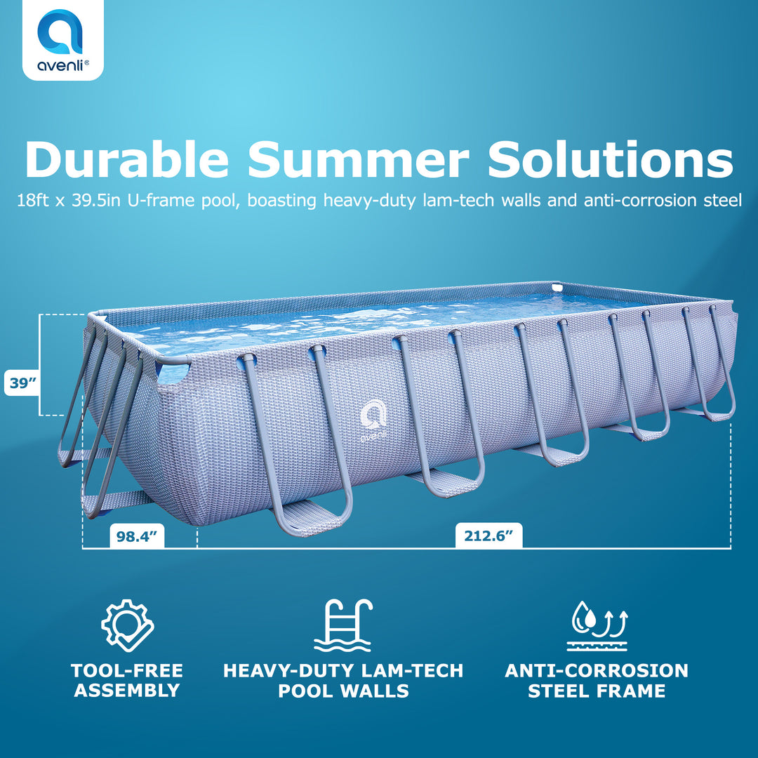 jLeisure Avenli 18 Ft x 39.5 In Rectangle Above Ground Swimming Pool (Open Box)
