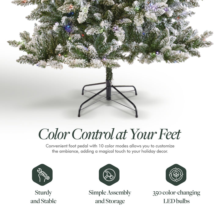 NOMA Cypress 7 ft White Multi-Color LED Pre-Lit Flocked Artificial Christmas Tree - VMInnovations