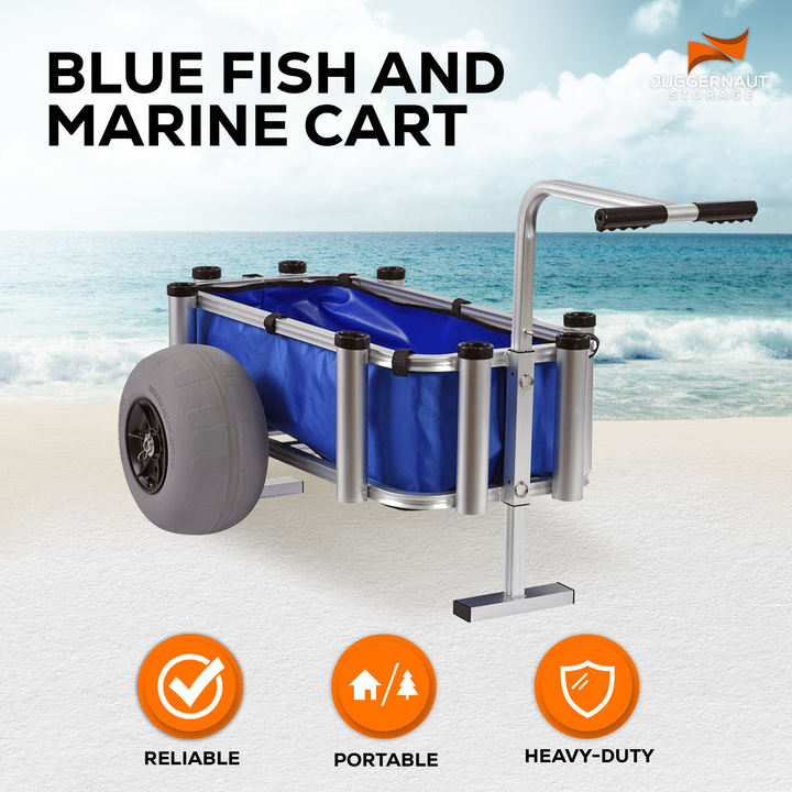 Juggernaut Storage Fishing Gear and Marine Equipment Rolling Utility Cart, Blue