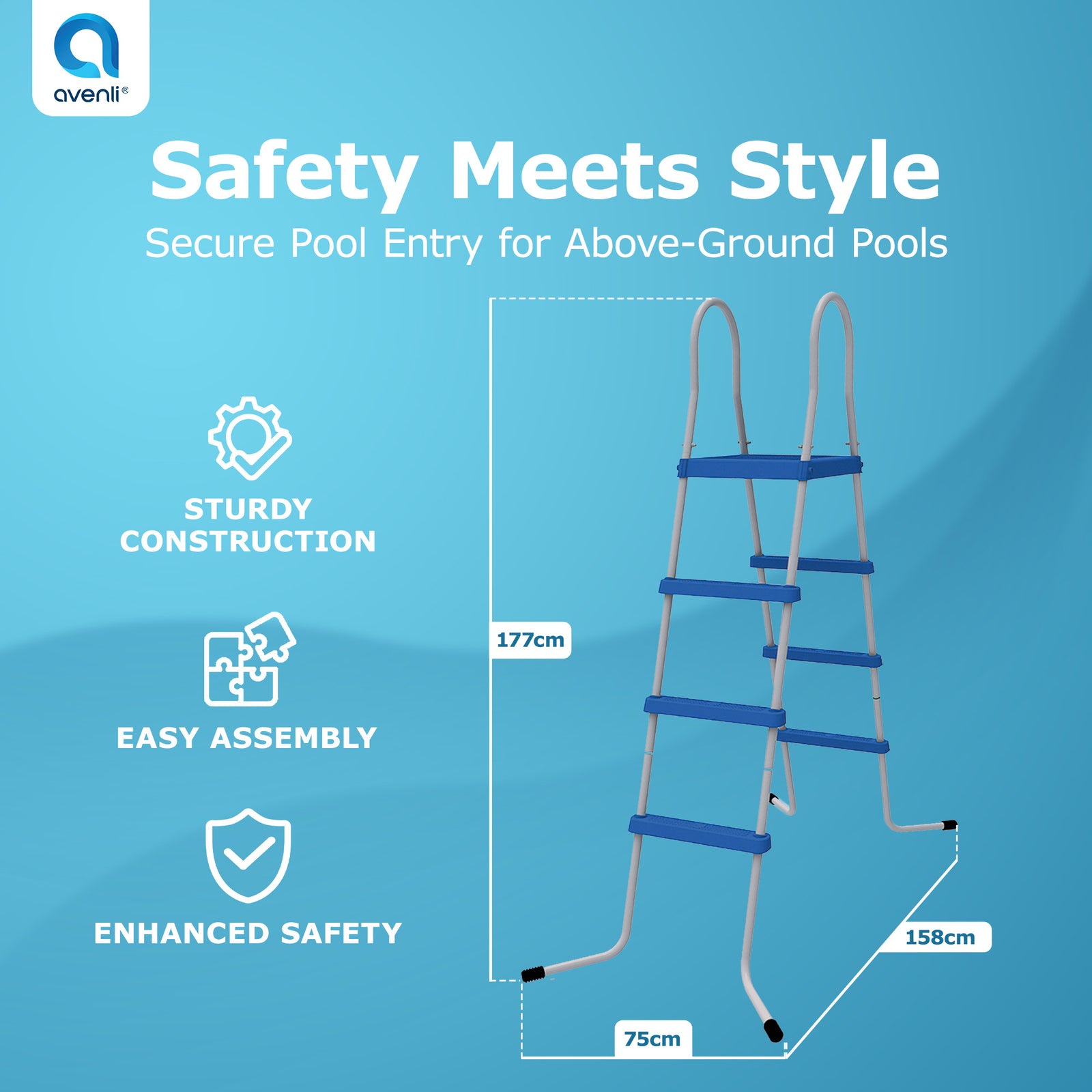 JLeisure 29R146 48" 3 Step Platform Outdoor Above Ground Pool Ladder (Used) - VMInnovations
