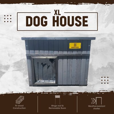 Rugged Ranch XL Dog House, Wood Outdoor Shelter w/ Hinged Roof & Floor (Used)