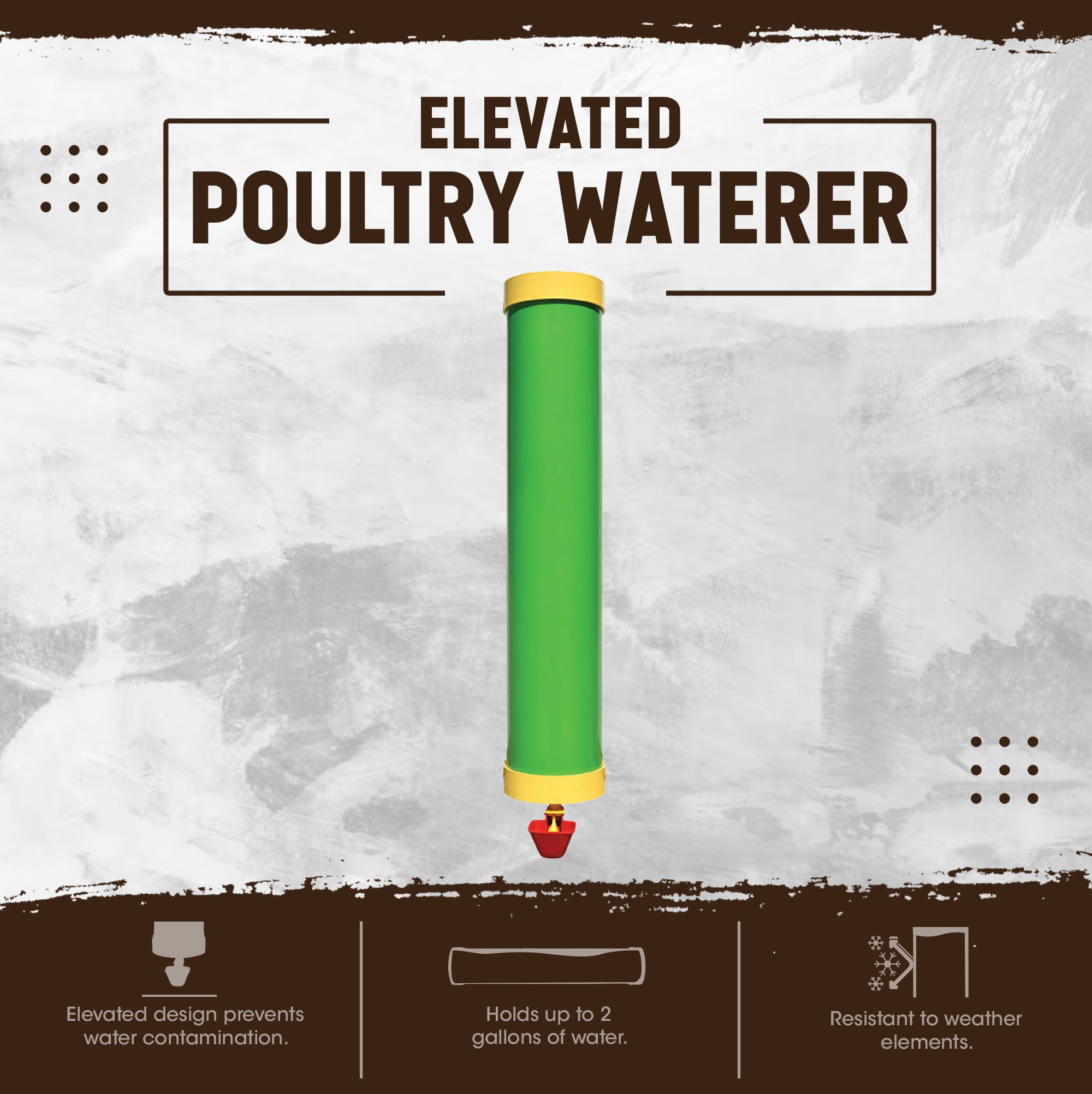 Rugged Ranch High End Hen Elevated 2 Gallon Poultry Waterer and Mounting System - VMInnovations