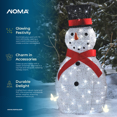 Noma 3' Pre Lit LED Whimsical Snowman Outdoor Christmas Lawn Decor (Open Box) - VMInnovations