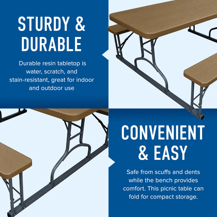 Plastic Development Group 6 Foot Picnic Table for Indoor and Outdoor Use, Brown - VMInnovations