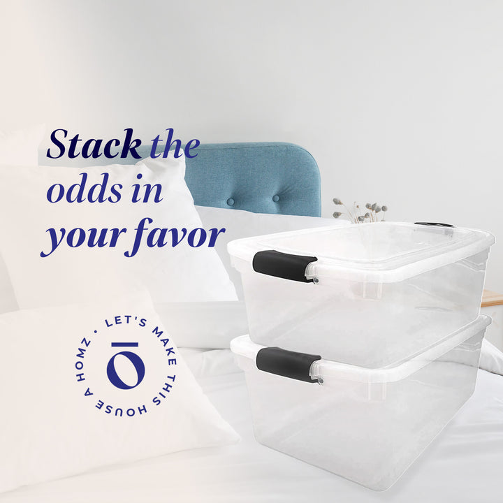 Homz 64 Qt Clear Storage Container w/Latching Lids, (2 Pack) (Open Box)