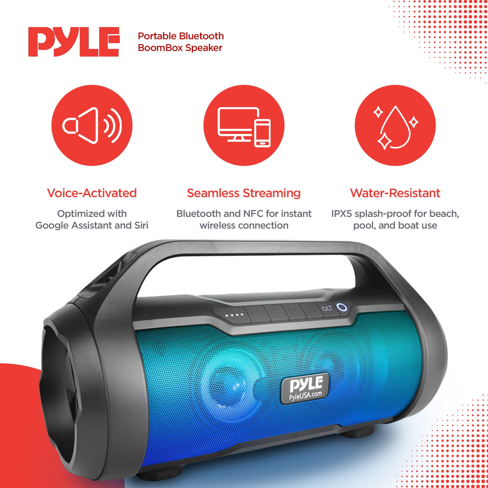 Pyle 500 Watt Portable Bluetooth Wireless BoomBox Speakers Stereo (Open Box) - VMInnovations