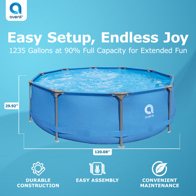 JLeisure Avenli 10' x 30" Steel Frame Above Ground Outdoor Swimming Pool Set