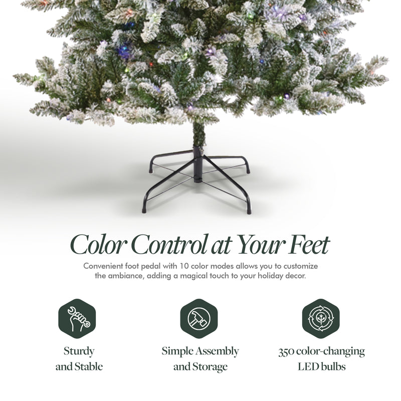 NOMA Cypress 7 ft White Multi-Color LED Pre-Lit Flocked Artificial Christmas Tree