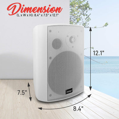 Pyle Bluetooth Indoor Outdoor 6.5 Inch Speaker System, White (2 Pack) (Used) - VMInnovations