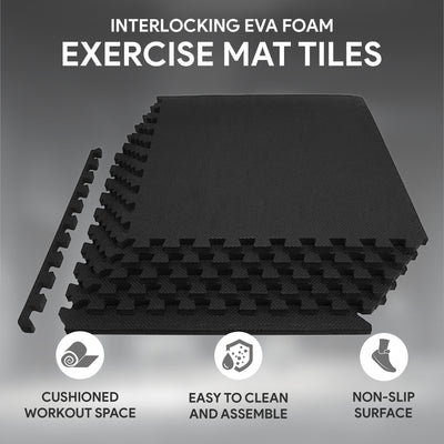 BalanceFrom Fitness 24 Sq Ft Interlocking EVA Foam Exercise Tiles, Black (Used)