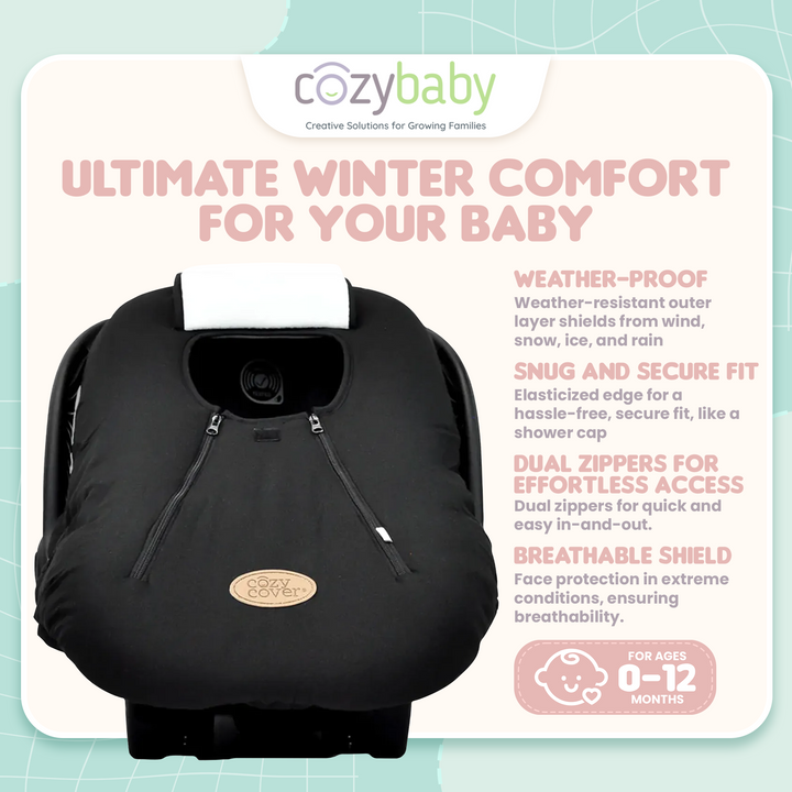CozyBaby Original Infant Seat Cover w/ Dual Zippers & Elastic Edge (Open Box) - VMInnovations