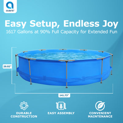 JLeisure Avenli Frame Round 12' 30" Tall 1,617 Gal Easy Assembly Swimming Pool