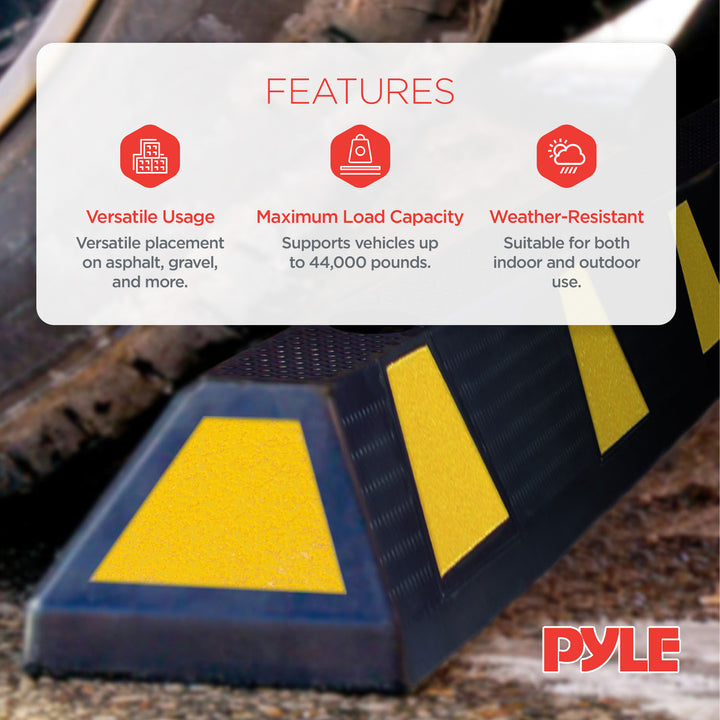 Pyle PCRSTP14 72" Car/Truck Vehicle Driveway Parking Spot Wheel Stop Tire Block - VMInnovations