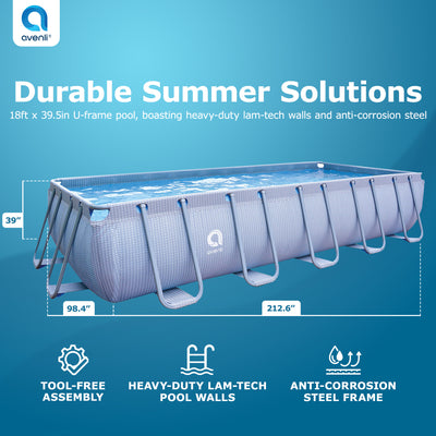 jLeisure Avenli 18 Ft x 39.5 In Rectangle Above Ground Swimming Pool (Open Box)