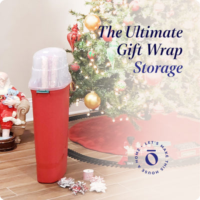 30-In Vertical Gift Wrap Storage Container Box, Red, Clear Lid(2 Pack)(Open Box) - VMInnovations