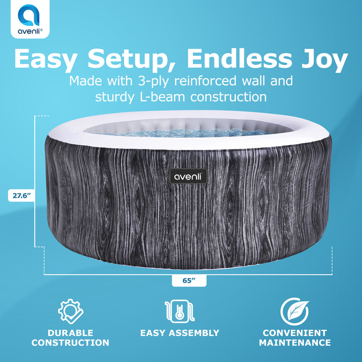 JLeisure Greywood 65" 4 Person Inflatable Outdoor Hot Tub Spa, Gray (Open Box)