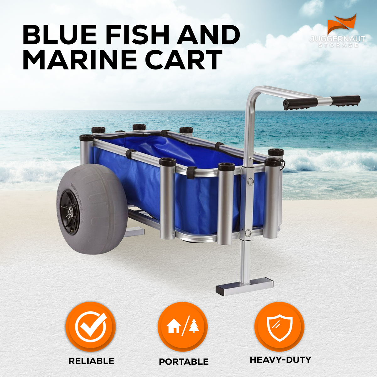 Fishing Gear and Marine Equipment Rolling Utility Cart, Blue (For Parts)