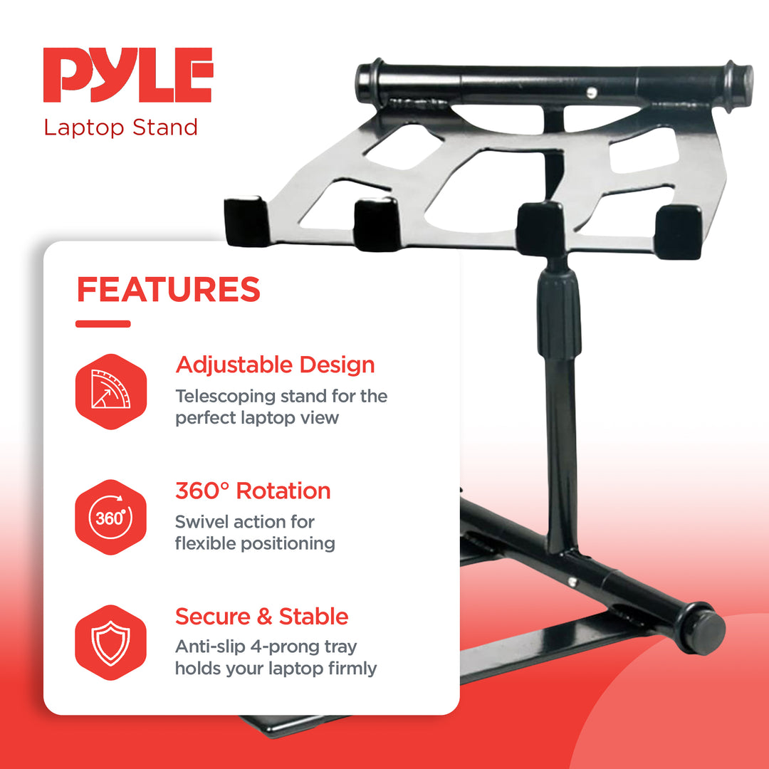 Pyle PLPTS55 Universal Adjustable Rotating DJ Laptop Stand with Travel Case - VMInnovations