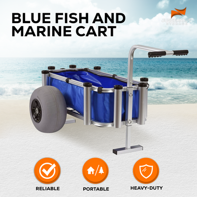 Fishing Gear and Marine Equipment Rolling Utility Cart, Blue (Open Box)