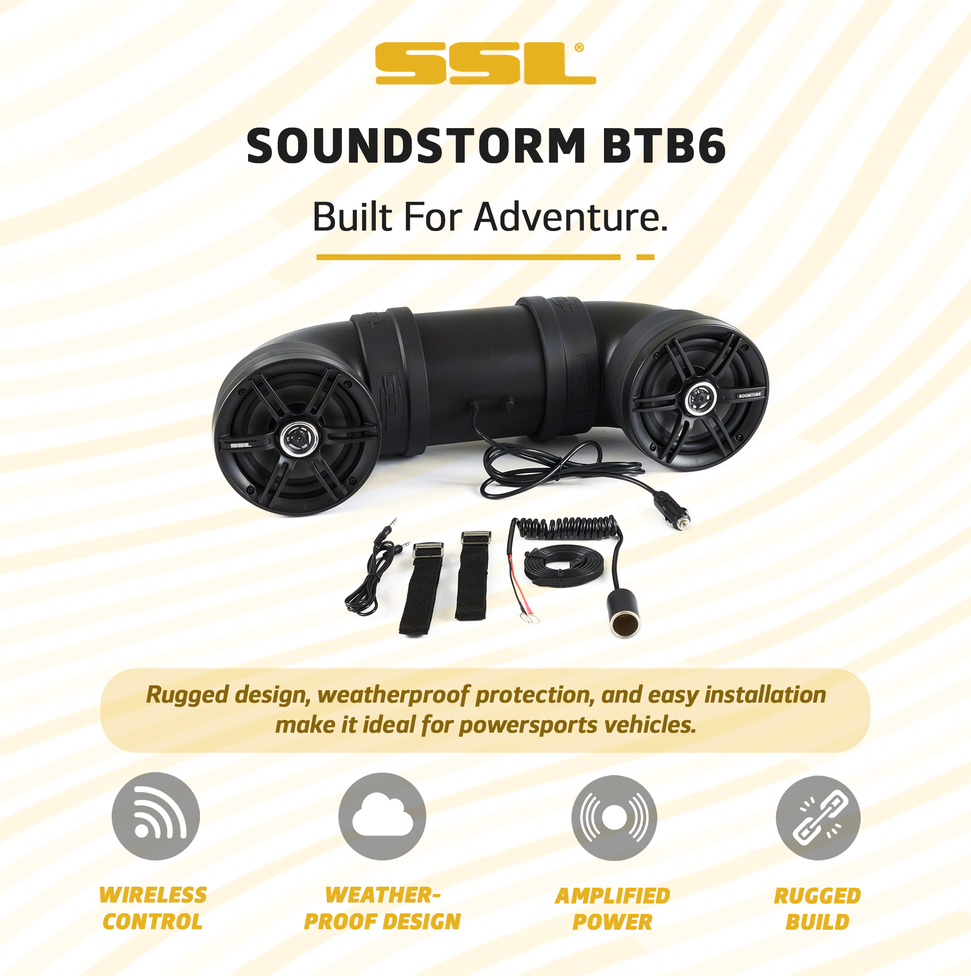Soundstorm BTB6 Bluetooth 6.5" 450W ATV/Marine Off Road Tube Speaker (Open Box)