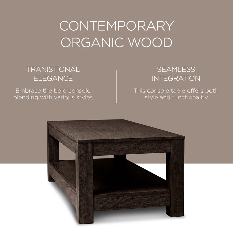 Maven Lane Paulo Wooden Coffee Table in Weathered Brown Finish