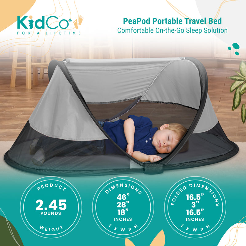 KidCo PeaPod Portable Pop Up Infant Toddler Baby Travel Bed, Midnight (Open Box)