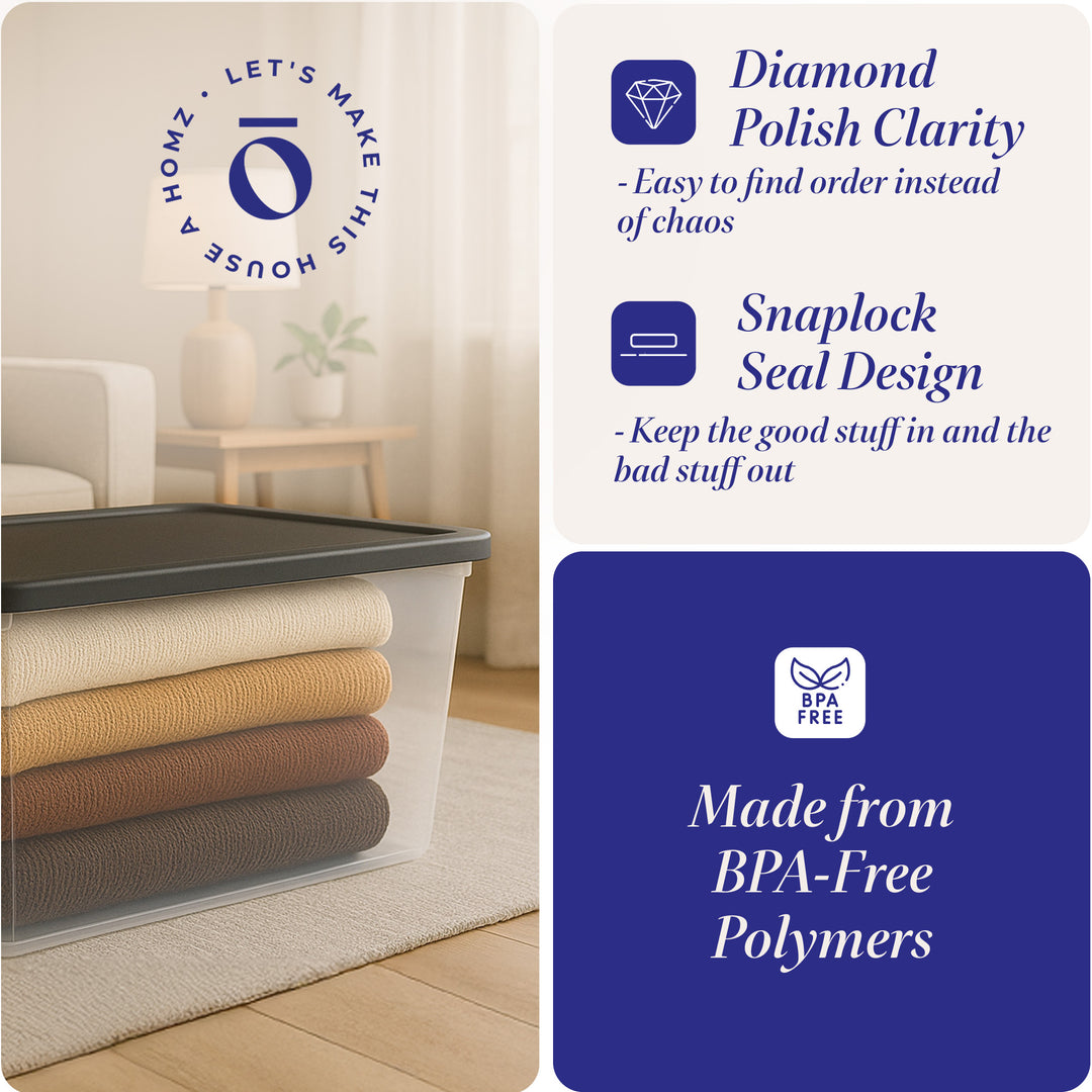 Homz 56 Qt Stackable Storage Container w/Snaplock Lid, Gray (2 Pack) (Open Box)