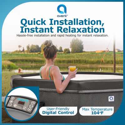 JLeisure Aegean 1,200 Liter 65 inch 6 Person Rigid Foam Wall Hot Tub Spa, Black