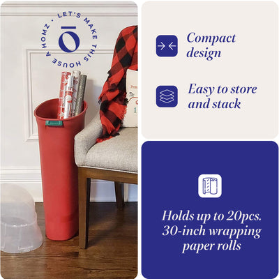 30-In Vertical Gift Wrap Storage Container Box, Red, Clear Lid(2 Pack)(Open Box) - VMInnovations