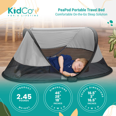 KidCo PeaPod Portable Foldable Mesh Toddler Travel Bed & Storage Bag, Midnight