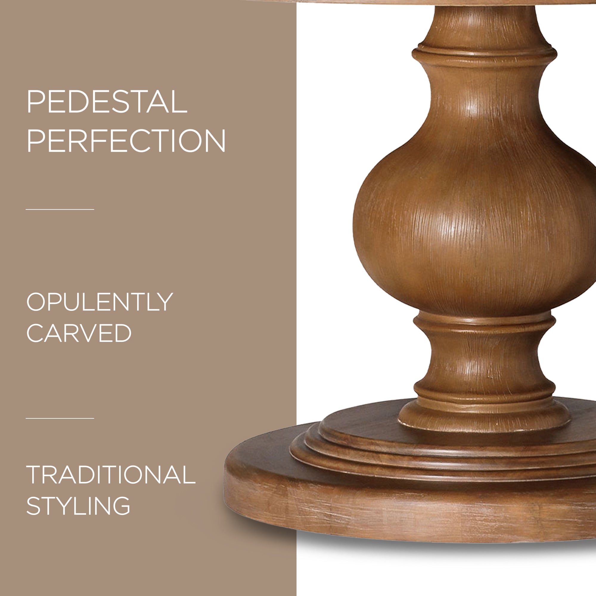 Maven Lane Zola Traditional Round Wooden Dining Table in Antiqued Natural Finish