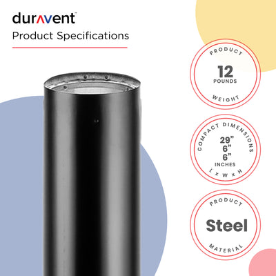 DuraVent DVL Telescoping Chimney Stove Pipe, 29 to 46" x 6" Diameter (Open Box)