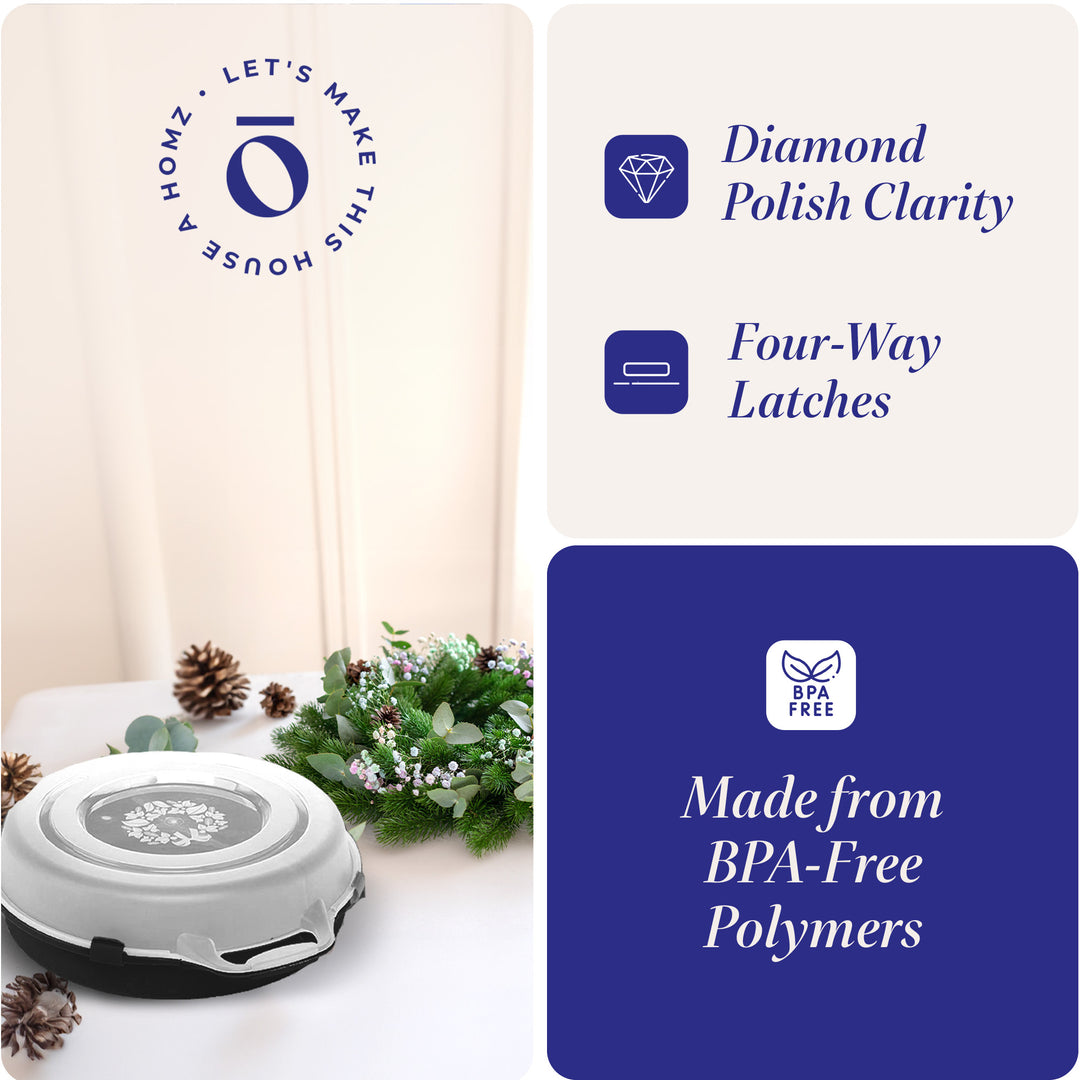 Homz 24" Seasonal Holiday Christmas Plastic Wreath Storage Box, Black (Set of 3) - VMInnovations