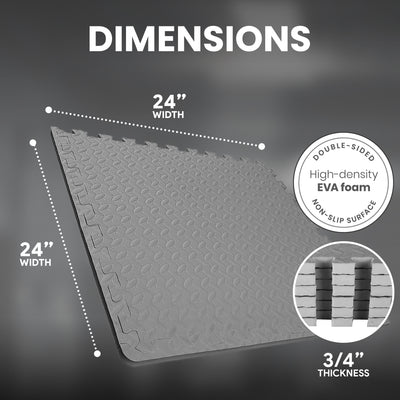 BalanceFrom Fitness 24 Sq Ft Interlocking EVA Foam Exercise Tiles, Gray (Used) - VMInnovations