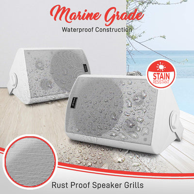 Pyle Bluetooth Indoor Outdoor 6.5 Inch Speaker System, White (2 Pack) (Used) - VMInnovations