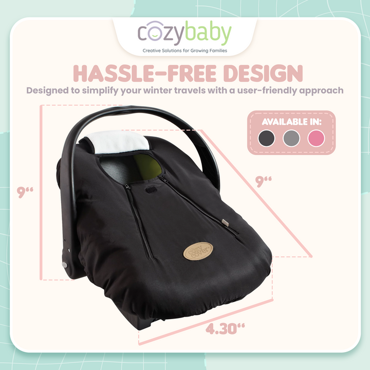 CozyBaby Infant Car Seat Cover w/ Dual Zippers, Elastic Edge, Black (Used)