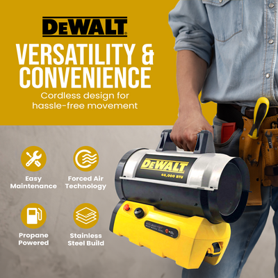 DeWalt F340661 68,000 BTU Portable Jobsite Cordless Forced Air Propane Heater