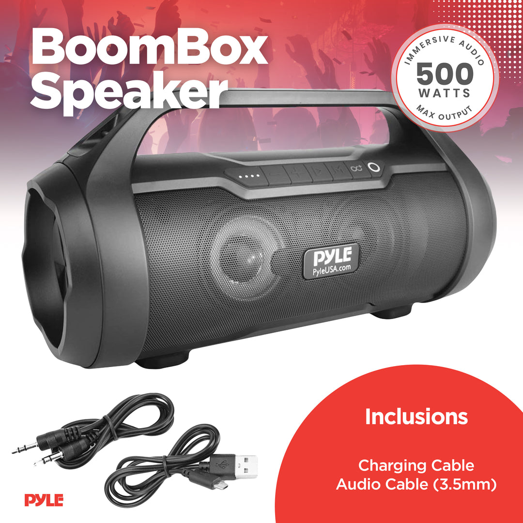 Pyle 500 Watt Portable Bluetooth Wireless BoomBox Speakers Stereo (Open Box)