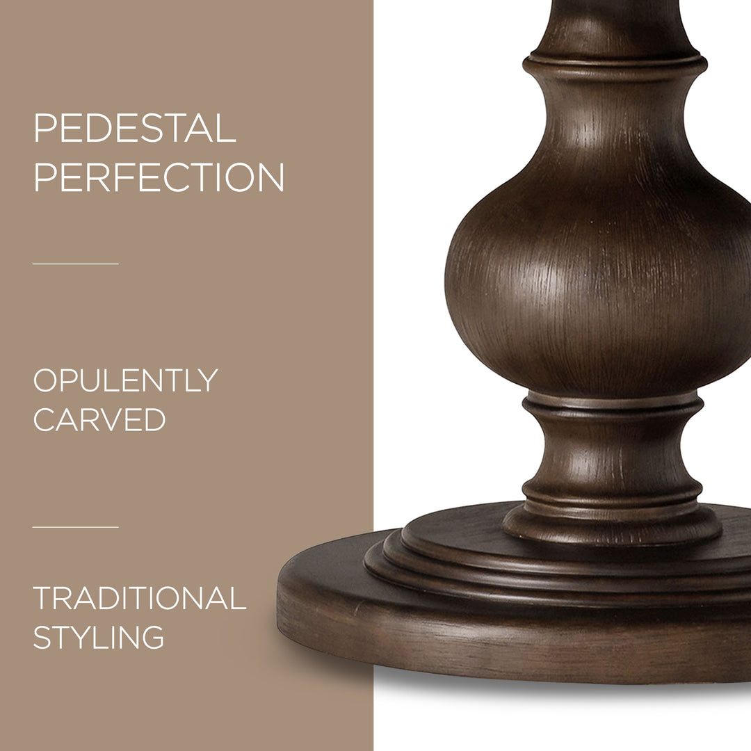 Maven Lane Traditional Round Wooden Dining Table, Antiqued Brown Finish (Used) - VMInnovations