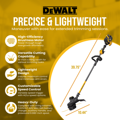 DEWALT FLEXVOLT Cordless 60V MAX Brushless String Trimmer with 2 Speed Control - VMInnovations