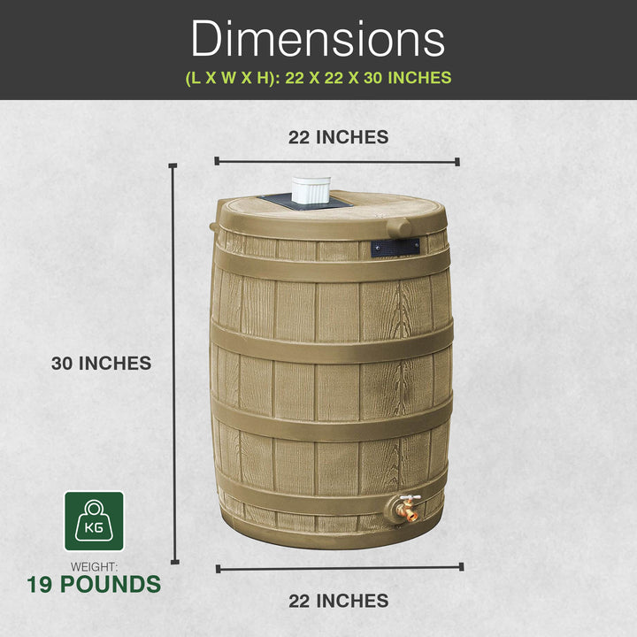 Good Ideas Rain Wizard 50 Gallon Rain Barrel Water Collector, Khaki (2 Pack)