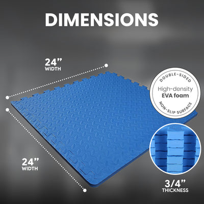 BalanceFrom 24 Sq Ft Interlocking EVA Foam Exercise Mat Tiles, Blue (Open Box) - VMInnovations