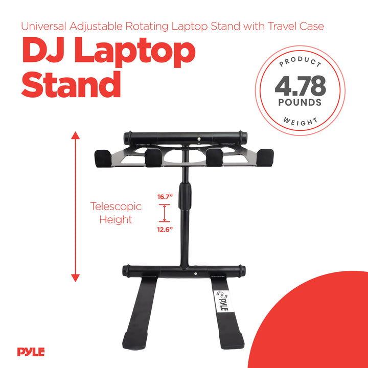 Pyle PLPTS55 Universal Adjustable Rotating DJ Laptop Stand with Travel Case - VMInnovations