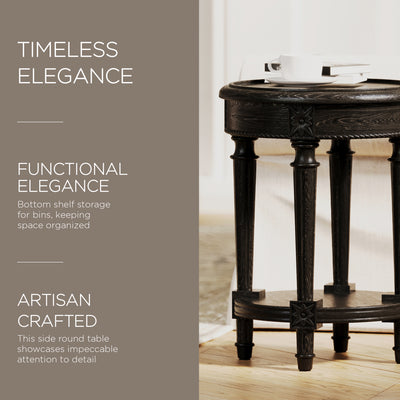 Maven Lane Traditional Wooden Side Table in Antiqued Black Finish (For Parts) - VMInnovations