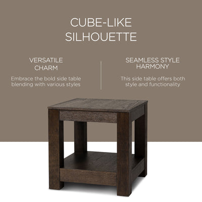Maven Lane Paulo Wooden Side Table in Weathered Brown Finish - VMInnovations