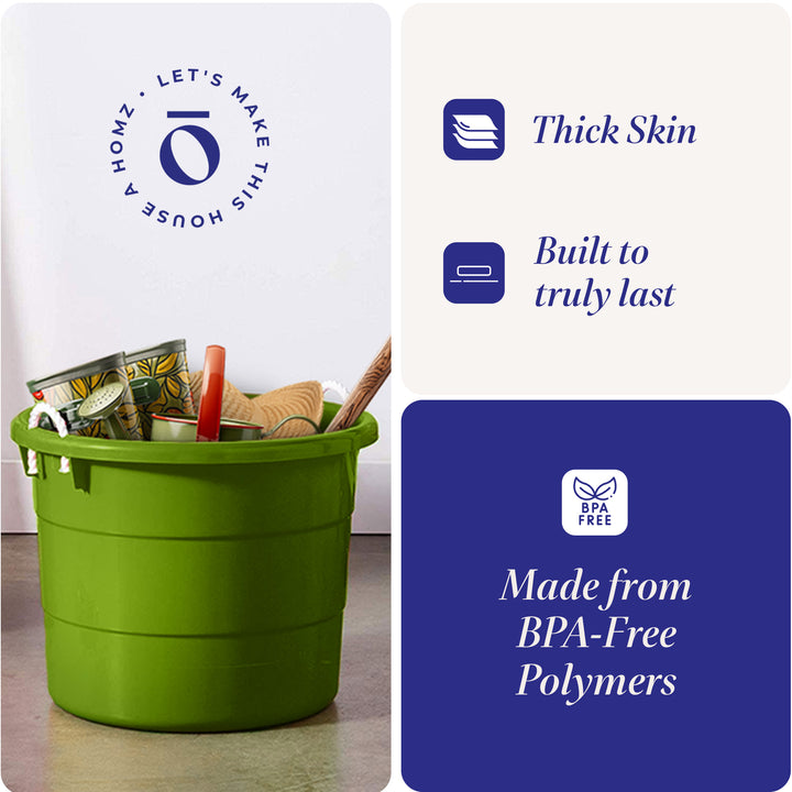 Homz 17 Gallon Storage Bucket w/ Rope Handles, Bold Lime (2 Pack) (Open Box)